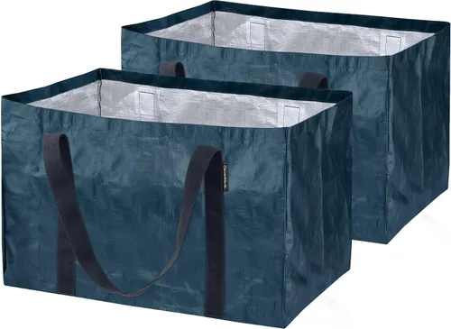 Vista 11 de Bolsas de almacenamiento plegables CleverMade, paquete de 2 bolsas de embalaje reutilizables de plástico resistentes de gran