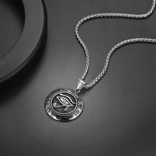Vista 3 de U7 Horus Necklaces for Men Women, Stainless SteelBlackGold Plated Ankh Cross Egyptian Symbol Jewelry, Eye of Horrus Pendant with 22 Inch Chain