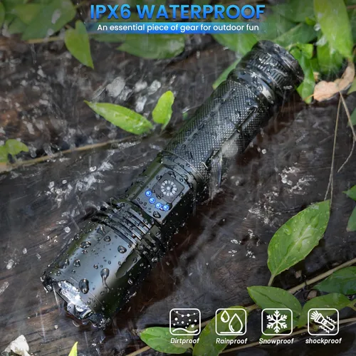 Vista 5 de Paquete de 3 linternas recargables de 99,000 lúmenes altos, linternas LED superbrillantes, 5 modos de enfoque ajustable, IPX7 impermeable, potente