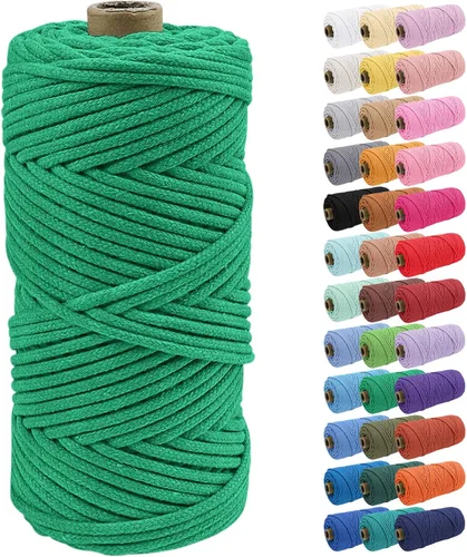 Vista 71 de JeogYong Cuerda de macramé de 0.157 in x 109 yardas, cuerda trenzada de algodón natural, cuerda de macramé para bolsas de ganchillo, colgar