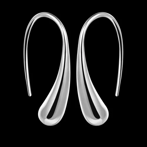 Vista 4 de NABTYJC Pendientes clásicos de plata de ley con diseño de lágrima (blanco1 par), Meatal, Circón