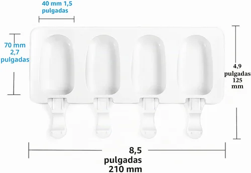 Vista 2 de 2 Moldes Pequeños Mini para Paletas, Moldes para Cakesicles de Silicona, Molde para Cake Pops con 4 Cavidades con 100 Palitos de Madera y 100