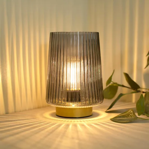 Vista 10 de Lámpara a pilas con temporizador, juego de 2 pequeñas y acogedoras lámparas de mesa decorativas de vidrio ambiental para mesita de noche y Ámbar