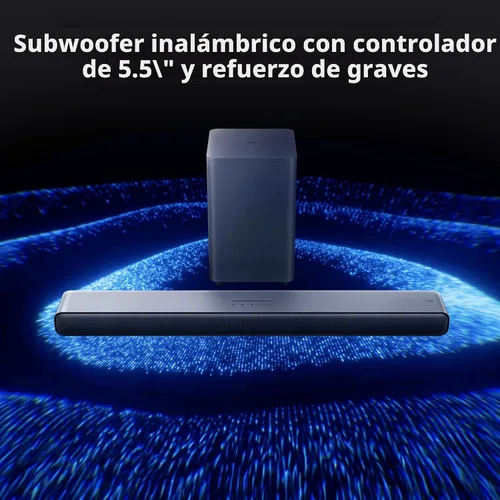 Vista 7 de TCL Barra de sonido S55H 2.1 con subwoofer inalámbrico para Smart TV Dolby Atmos DTS:X Calibración automática de sala Audio de cine en casa