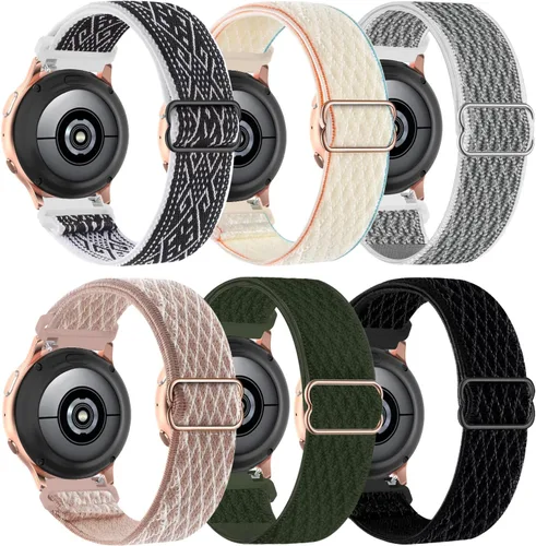 Vista 12 de Sunnyson, 6 bandas elásticas de nylon compatibles con Samsung Galaxy Watch 7/6/5/4 de 40 mm y 44 mm, correa de bucle elástico suave de 20 mm