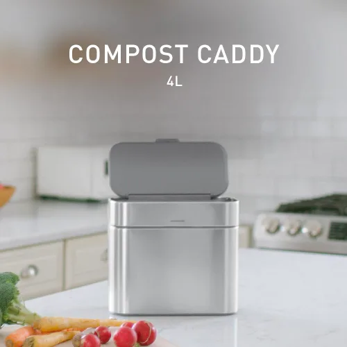 Vista 2 de simplehuman Contenedor de compost, contenedor desmontable y de encimera, 4 litros / 1.06 galones, acero inoxidable cepillado