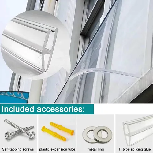Vista 4 de Curved Window Door Canopy,Canopy Awning,Porch Canopy for House Fronts,Transparent Polycarbonate Cover,Rain Protector Shelter,Water UV/Heat