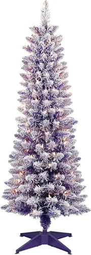 Vista 4 de Puleo International Árbol de Navidad artificial preiluminado de 4.5 pies con 100 luces, color azul