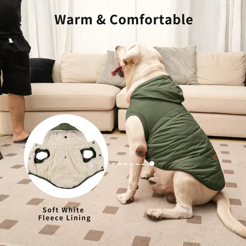 Vista 4 de vecomfy - Sudadera con capucha para perro, forro polar y algodón, extra cálida, para invierno, chaqueta para perro pequeño, abrigos con capucha