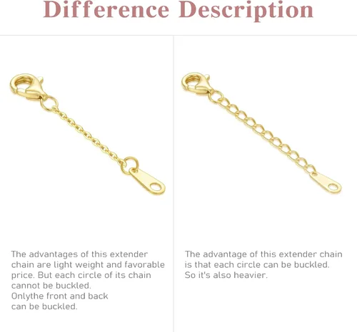 Vista 5 de Extensor de collar de oro real de 10 quilates y 14 quilates de 11.522.5345 pulgadas, cadena extensora de collar y pulsera, cadena extensora de oro
