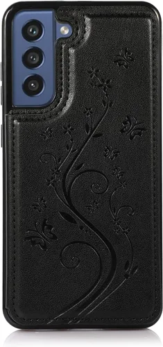 Vista 7 de Funda de teléfono para Samsung Galaxy S21 FE Gaxaly S 21 FE 5G con protector de pantalla de vidrio templado, tarjetero con soporte para tarjetero