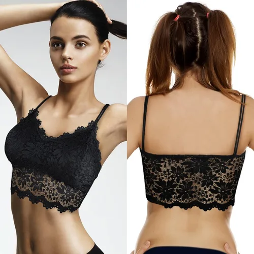 Vista 5 de Duufin - Bralette de encaje para mujer, con relleno, estilo banda, 5