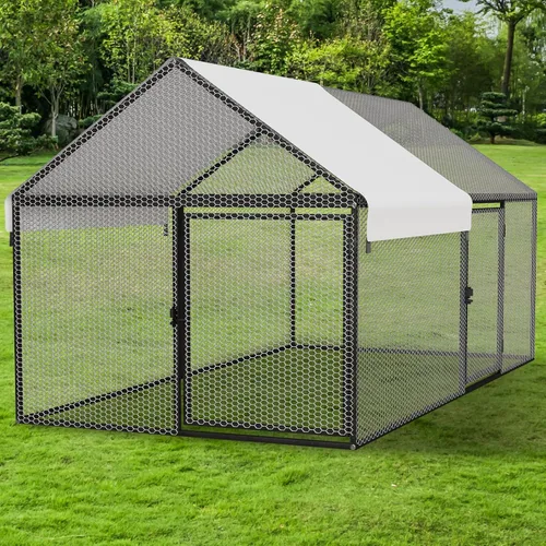 Vista 9 de NUGRIART Gallinero de metal con cubierta impermeable, jaula portátil de 118 x 40 x 40 pulgadas, para gallineros y gallineros para pollos, patos