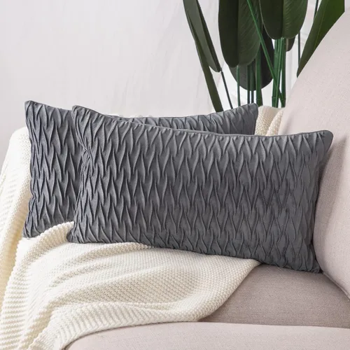 Vista 2 de MADIZZ Juego de 2 fundas de almohada decorativas de terciopelo súper suave con textura, estilo de lujo, funda de almohada para sofá y dormitorio