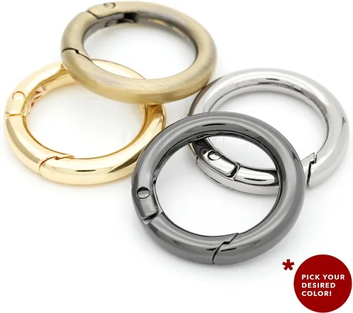 Vista 5 de CRAFTMEMORE 2pcs 1 3/8 pulgadas O Rings Snap Clip Gigger Spring Opening Llavero Hebilla Monedero Hardware SCOS (latón cepillado), Cobrizo cepillado