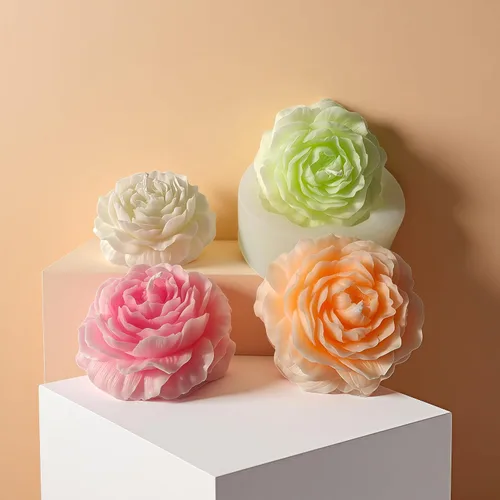 Vista 2 de 2 moldes de silicona para velas de flores de peonía y rosas para velas, jabón, resina y arcilla
