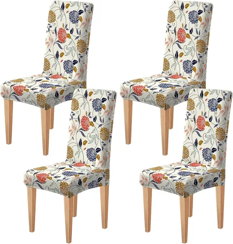 Vista 45 de Dioxide Fundas de Silla de Alto Estirar para Sillas de Comedor, Juego de Fundas de Silla de Comedor Lavables de 4, Fundas de Asiento de Silla