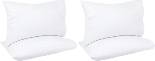 Vista 12 de Amazon Basics Juego de 2 fundas de almohada de 400 hilos, 100 % algodón, suaves, tejido satinado, resistentes a las arrugas, tamaño estándar, 20 x