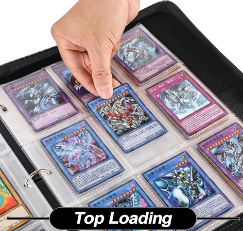 Vista 5 de Carpeta de tarjetas para tarjetas YuGiOh – Libro con 9 bolsillos con fundas compatible con tarjetas Yugioh, capacidad para 720 tarjetas