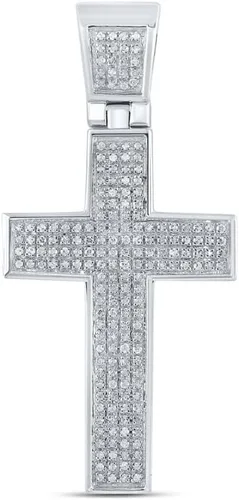 Vista 2 de Diamond2Deal Colgante de plata de ley para hombre con cruz romana de diamante redondo de 12 qttw, color G-H, claridad I3, Metal Gema, diamante blanco