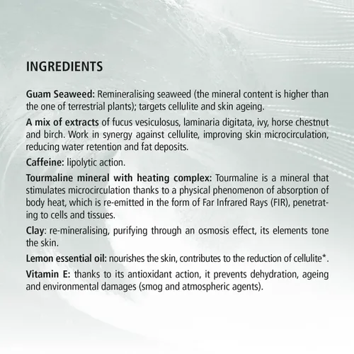 Vista 4 de GUAM Fangocrema Crema anticelulítica – Algas marinas y turmalina FIR para tensar la piel – Gel caliente con cafeína para reafirmar y contornear