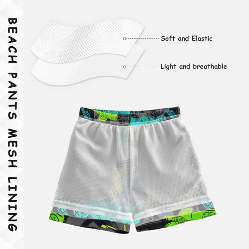 Vista 4 de Traje de baño para niños, pantalones cortos de playa de secado rápido, trajes de baño con forro de malla