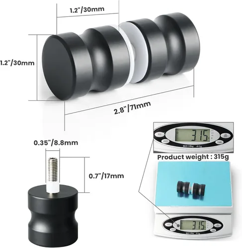 Vista 3 de Alise - Manija de puerta de cristal para ducha, perilla de puerta corrediza de ducha, negro mate Solid SUS304 Stainless Steel Double Sided Pull