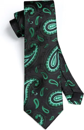 Vista 13 de HISDERN Corbatas para hombre, corbata de cachemira y bolsillo cuadrado tejido clásico floral para hombre, corbata de fiesta de boda