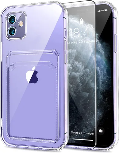 Vista 77 de MZELQ Compatible con iPhone 11 Funda TPU Soporte para Tarjetas Cubierta de Billetera, Protección de Cámara + Protector de Pantalla Funda Suave