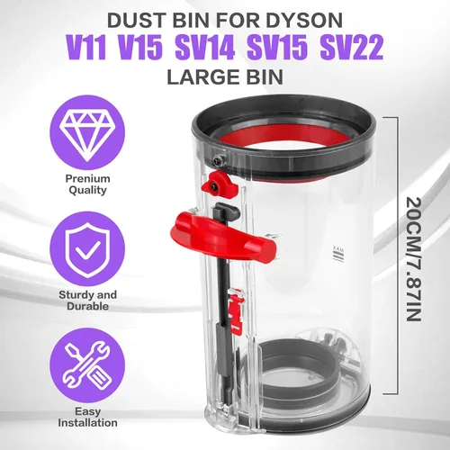 Vista 3 de Repuesto para cubo de basura V11 para colector de polvo grande Dys, incluido V11.V15.SV14.SV15.SV22, colector de polvo para aspiradoras. con filtro