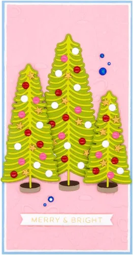 Vista 2 de Spellbinders S5-585 - Brocha para botellas con diseño de árboles de la colección clásica de Navidad