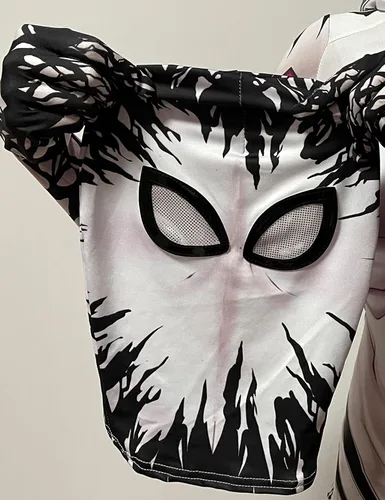 Vista 7 de Liokoon Disfraz de araña para niñas de 3 a 12 años, disfraz de superhéroe de araña blanca para cosplay