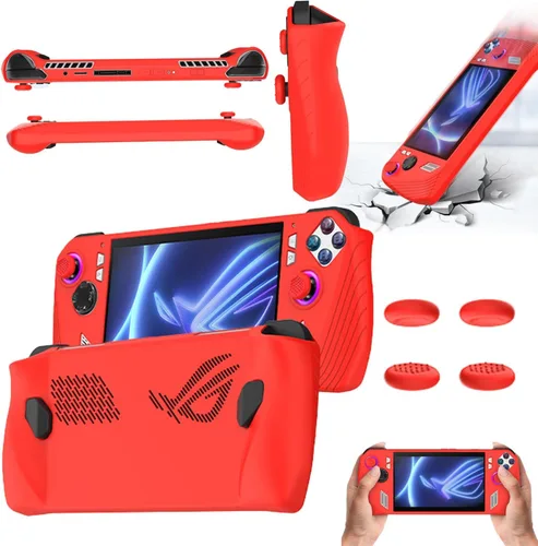 Vista 2 de Funda de silicona compatible con ASUSS ROG Allys Gamings, funda protectora de mano con tapas de botón para accesorios de consola de juegos ROG Allys