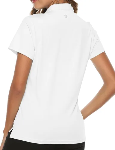 Vista 5 de TBMPOY Camisetas polo de golf de manga corta para mujer, ligeras, con absorción de humedad, con cuello, T-shirt de secado rápido de 4 botones