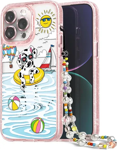 Vista 78 de Compatible para iPhone 13 Funda Bonita Estética - Funda para Teléfono Rosa con Purpurina con Protector de Cámara - Diseño de Cubierta