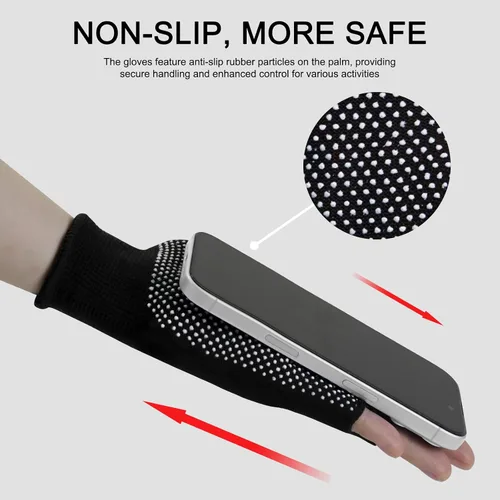 Vista 3 de Fingerless Workout Gloves for Men and Women, Half Finger Work Glove, Black Pilates Gloves with Grip, Fitness Exercise Gloves for Yoga, Cycling, Gym