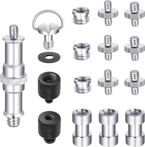 Vista 11 de Neewer® Adaptador convertidor de tornillo roscado de metal de 1/4" 3/8" para cámara DSLR, trípode, plataforma de hombro, soporte de luz, jaula