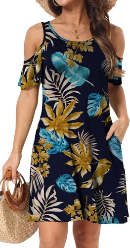 Vista 21 de Vestido de manga corta para mujer con hombros descubiertos y bolsillos 02-Army