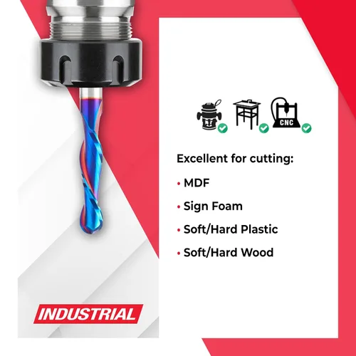 Vista 3 de Amana Tool Broca de carburo sólido con punta esférica en espiral para madera, plástico, MDF, espuma, 46384-K, 1/2 diámetro x 2-1/8 pulgadas x 1/2