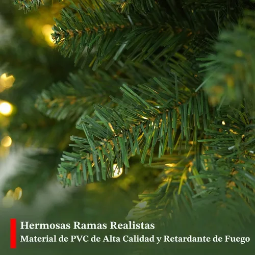 Vista 5 de Árbol de Navidad preiluminado con lápiz delgado de 6 pies con 10 200 luces LED blancas cálidas y multicolor, 544 puntas de ramas, pedal de pie Basic