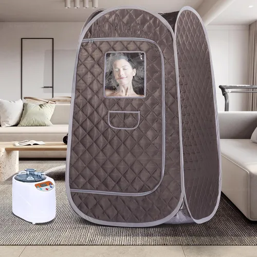 Vista 7 de Smartmak Sauna de vapor portátil, spa personal de cuerpo completo, tienda de campaña de sauna plegable con generador de vapor grande de 3L y 1000 W
