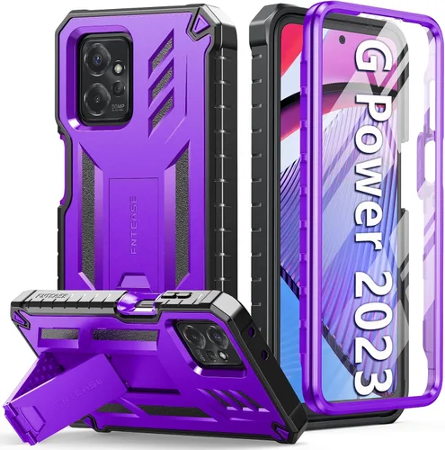 Vista 18 de FNTCASE Funda para Moto G 5G 2023 / Moto G Power 5G 2023 con función atril Negro