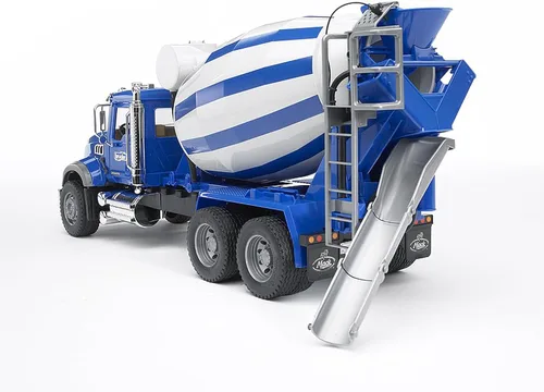 Vista 4 de Camión Mack mezclador de cemento y granito marca Bruder Escala 1:16, ventanas delanteras y traseras, fabricadas en Alemania, mayores de 4 años