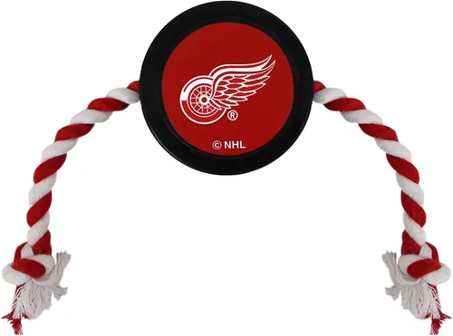 Vista 5 de Juguete de goma First Dog Puck – Cuerda de tiro resistente para perros y gatos – Juega hockey con tu mascota – Juguete con licencia de los Anaheim