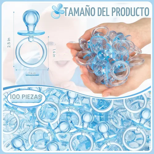 Vista 3 de Coume - 100 chupetes de 2.5 pulgadas para baby shower, fiesta, color azul
