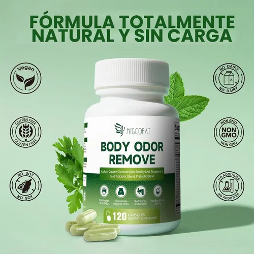 Vista 5 de Suplemento desodorizante corporal de clorofila con 10 mil millones de UFC probióticos, vitamina C y E, perejil, menta, té verde, prebióticos