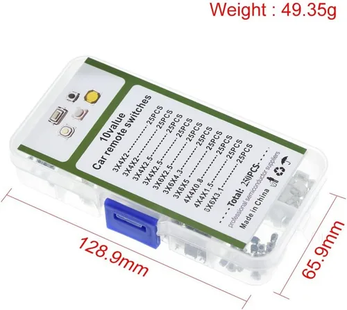 Vista 5 de 250 unids 10 tipos de interruptor de botón táctil coche control remoto teclas botón táctil micro interruptor