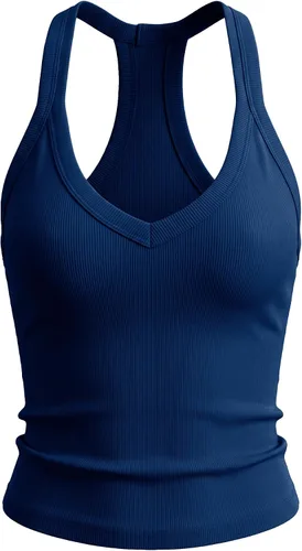 Vista 16 de Camiseta sin mangas para mujer RibKnit Racerback Cami Slim Fit Elástica
