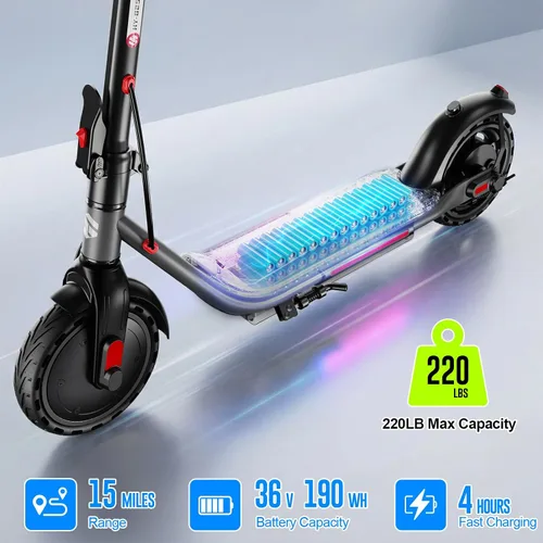 Vista 3 de SISIGAD Electric Scooter for Adults - 8.5" Tires, 19Mph,19 Miles Long Range, 500W Motor, Folding E-Scooter for Commuter, Dual Braking System