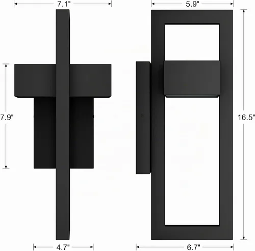 Vista 5 de LamQee Modernas luces de pared para exteriores de 3000 K, apliques de pared LED integrados para exteriores, accesorios de iluminación exterior